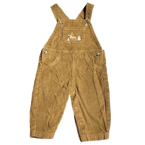 CARTER’S Cotton Corduroy Moose Embroidered Overalls - Picture 1 of 7